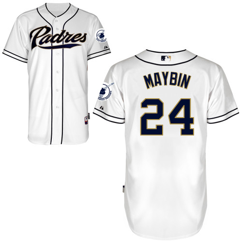 Cameron Maybin #24 MLB Jersey-San Diego Padres Men's Authentic Home White Cool Base Baseball Jersey